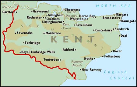 Map of the Kent area